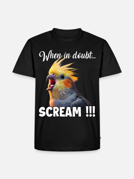 Funny Cockatiel T, Screaming Bird Meme - Men's Premium Organic T-Shirt - black