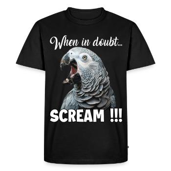 Screaming African grey parrot T, funny parrot - Men's Premium Organic T-Shirt - black - Front - Nico (187cm)
