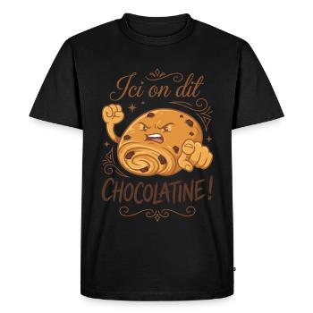 Ici on dit chocolatine ! - T-shirt Premium bio Homme - noir - Devant - Nico (187cm)