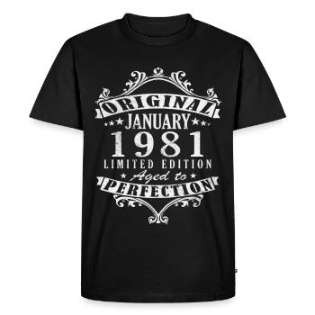45e anniversaire Original janvier 1981 - T-shirt Premium bio Homme - noir - Devant - Nico (187cm)