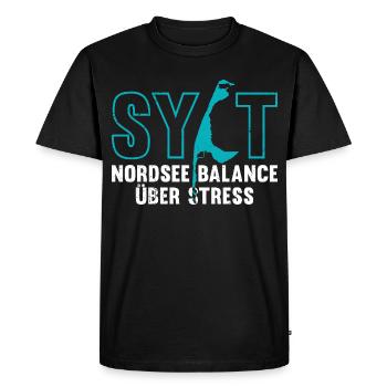 NORTH SEA BALANCE OVER STRESS Fun - Men's Premium Organic T-Shirt - black - Front - Nico (187cm)