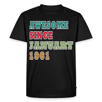 65th Birthday Original January 1961 - Men's Premium Organic T-Shirt - black - Front - Nico (187cm)