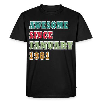 45e anniversaire Millésime de janvier 1981 - T-shirt Premium bio Homme - noir - Devant - Nico (187cm)