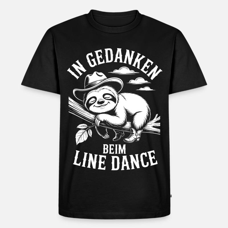 Faultier träumt von Line Dance - Männer Premium Bio T-Shirt - Schwarz