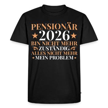 Retraité 2026 Plus responsable - Pension - T-shirt Premium bio Homme - noir - Devant - Nico (187cm)