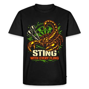 Darts | Sting with every Fling - Skorpion - Men's Premium Organic T-Shirt - black - Front - Nico (187cm)