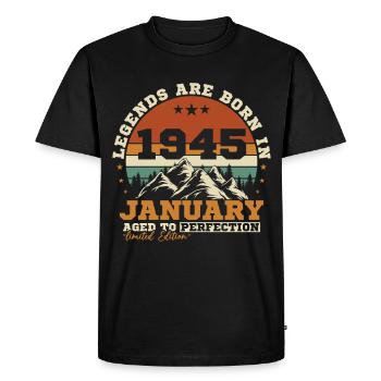 January 1945 Vintage Retro Birthday Gift - Men's Premium Organic T-Shirt - black - Front - Nico (187cm)