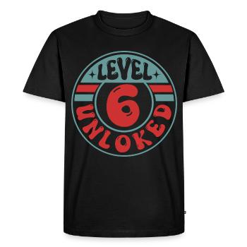 Level 6 Unlocked – Cool Gamer Birthday Design - Men's Premium Organic T-Shirt - black - Front - Nico (187cm)