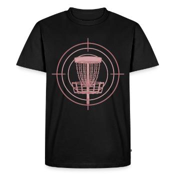 Disc Golf Basket Target Funny Disc Golfer Flying - Men's Premium Organic T-Shirt - black - Front - Nico (187cm)