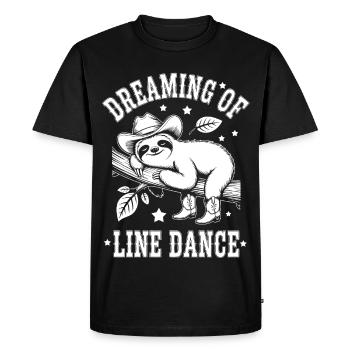 Sloth Dreaming of Line Dance - Men's Premium Organic T-Shirt - black - Front - Nico (187cm)