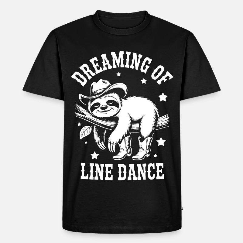 Faultier LineDance Cowboy - Männer Premium Bio T-Shirt - Schwarz