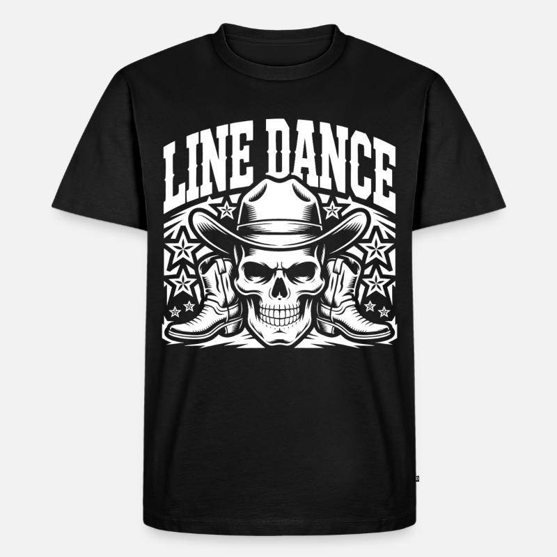 Line Dance Schädel Cowboy - Männer Premium Bio T-Shirt - Schwarz