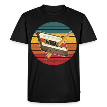 Cassette Vintage Rétro Années 90 80 70 60 Musique - T-shirt Premium bio Homme - noir - Devant - Nico (187cm)