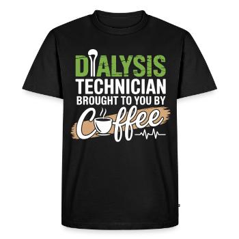 Dialysis Technician Coffee Motif - Men's Premium Organic T-Shirt - black - Front - Nico (187cm)