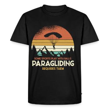 Motif du parapente au coucher du soleil - T-shirt Premium bio Homme - noir - Devant - Nico (187cm)