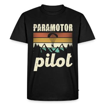 Paramotor Pilot Retro Sunset - Men's Premium Organic T-Shirt - black - Front - Nico (187cm)