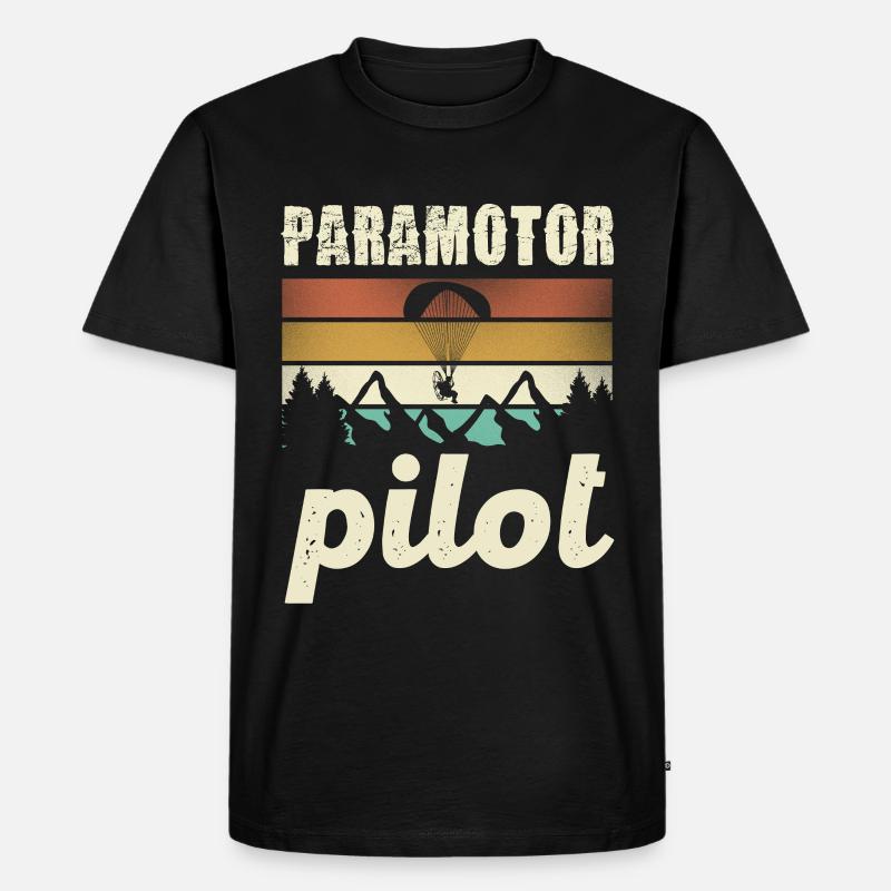 Paramotor Pilot Retro Sunset - T-shirt Premium bio Homme - noir