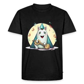 Un lapin de musique au camping - T-shirt Premium bio Homme - noir - Devant - Nico (187cm)
