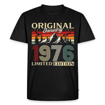 50e anniversaire Original janvier 1976 - T-shirt Premium bio Homme - noir - Devant - Nico (187cm)