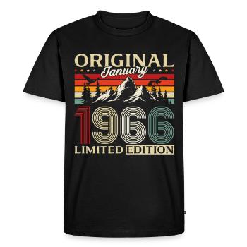 60e anniversaire Original Millésime janvier 1966 - T-shirt Premium bio Homme - noir - Devant - Nico (187cm)