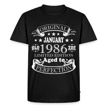 Anniversaire janvier 1986 Cadeau Vintage Limited - T-shirt Premium bio Homme - noir - Devant - Nico (187cm)