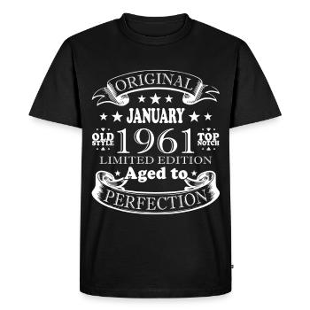 65th Birthday Original January 1961 - Men's Premium Organic T-Shirt - black - Front - Nico (187cm)
