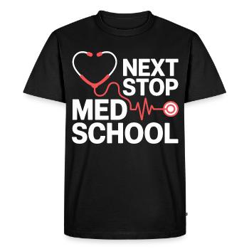Med School Stethoscope Heart Tea - Men's Premium Organic T-Shirt - black - Front - Nico (187cm)