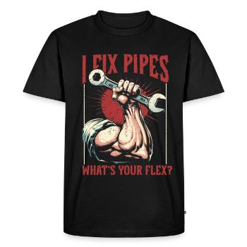 Pipelayer Pipeline Builder I Fix Pipes - Men's Premium Organic T-Shirt - black - Front - Nico (187cm)