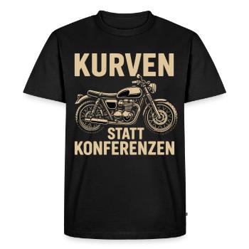 Curves instead of conferences, biker gift - Men's Premium Organic T-Shirt - black - Front - Nico (187cm)