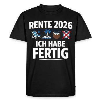 Pension 2026 I've Finished - Funny Pensioner Spru - Men's Premium Organic T-Shirt - black - Front - Nico (187cm)