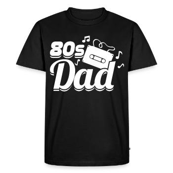 Papa des années 80 - T-shirt Premium bio Homme - noir - Devant - Nico (187cm)