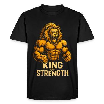 King of Strength Lion Motif - Men's Premium Organic T-Shirt - black - Front - Nico (187cm)