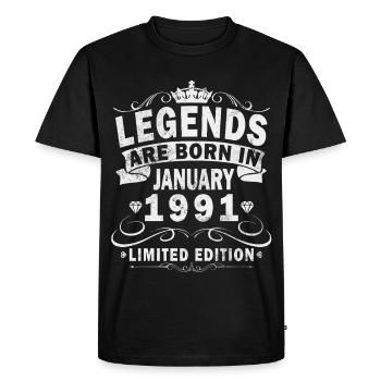35th Birthday Legend January 1991 - Men's Premium Organic T-Shirt - black - Front - Nico (187cm)
