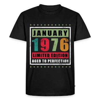 Janvier 1976 Édition limitée - T-shirt Premium bio Homme - noir - Devant - Nico (187cm)