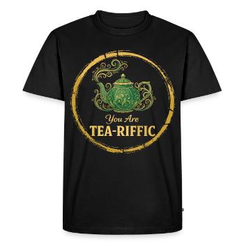 Vous êtes Tea-Riffic – Jeu de mots sur la théière vintage - T-shirt Premium bio Homme - noir - Devant - Nico (187cm)