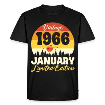 Vintage January 1966 Anniversary 1966 Retro - Men's Premium Organic T-Shirt - black - Front - Nico (187cm)