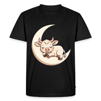Moon cow in slumber - Men's Premium Organic T-Shirt - black - Front - Nico (187cm)