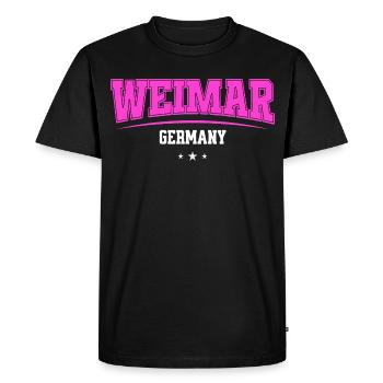 Logo rétro rose de Weimar, Allemagne - T-shirt Premium bio Homme - noir - Devant - Nico (187cm)