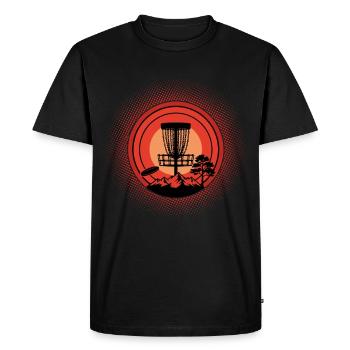 Disc Golf Basket Sunset Flying Disc Scène de la montagne - T-shirt Premium bio Homme - noir - Devant - Nico (187cm)