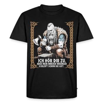 Viking Viking Legend Sailor Odin Raven Fighter - Men's Premium Organic T-Shirt - black - Front - Nico (187cm)