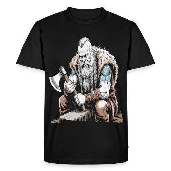 Viking Viking Legend Sailor Odin Raven Fighter - Men's Premium Organic T-Shirt - black - Front - Nico (187cm)