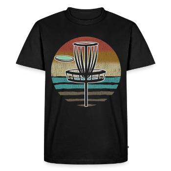 Disc Golf Sunset  - Men's Premium Organic T-Shirt - black - Front - Nico (187cm)