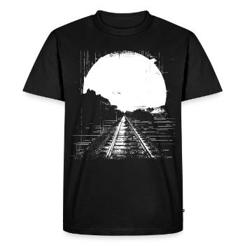 Railway Drawing - Men's Premium Organic T-Shirt - black - Front - Nico (187cm)