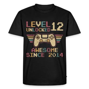 NIVEAU 12 DÉBLOQUÉ JOUEUR DU 12E ANNIVERSAIRE - T-shirt Premium bio Homme - noir - Devant - Nico (187cm)