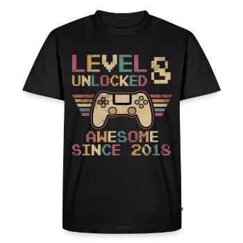 Niveau 8 Débloque 8 Anniversaire Garçon Fille - T-shirt Premium bio Homme - noir - Devant - Nico (187cm)