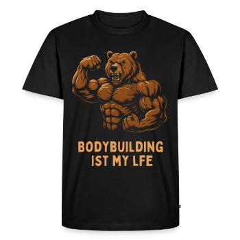 Bodybuilding Is My Life – Bear - Men's Premium Organic T-Shirt - black - Front - Nico (187cm)