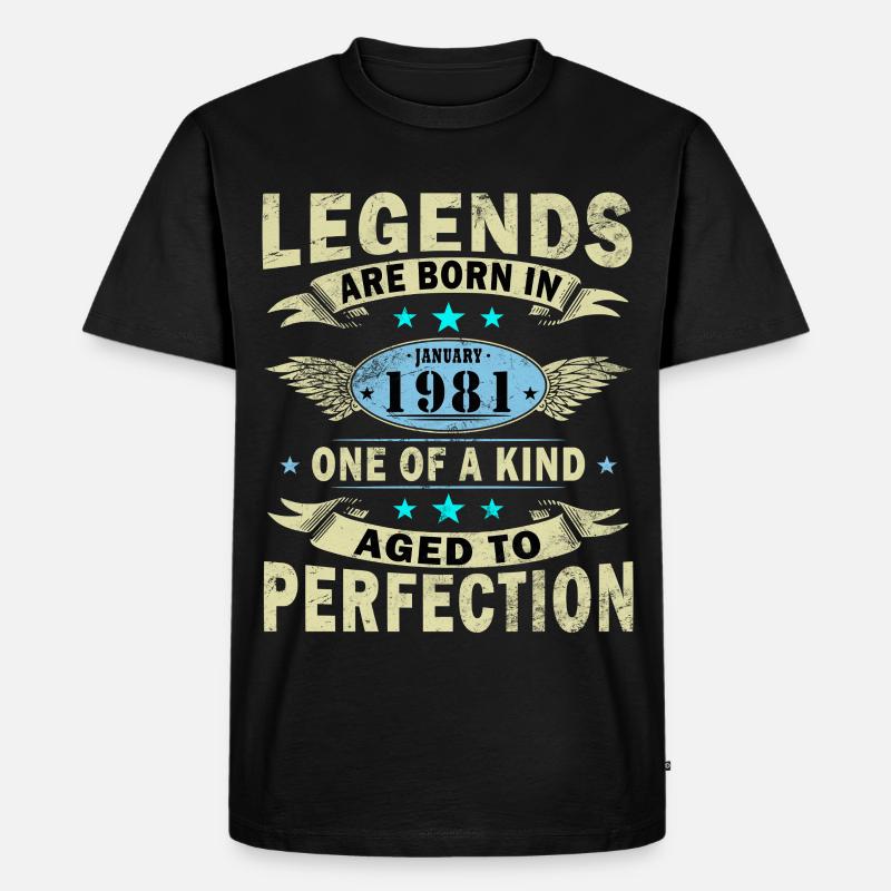 Janvier 1981 anniversaire janvier 1981 Janvier - T-shirt Premium bio Homme - noir