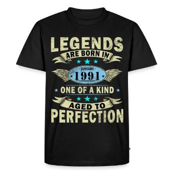 35th Birthday Legend January 1991 - Men's Premium Organic T-Shirt - black - Front - Nico (187cm)