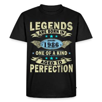 Légende du 40e anniversaire janvier 1986 - T-shirt Premium bio Homme - noir - Devant - Nico (187cm)