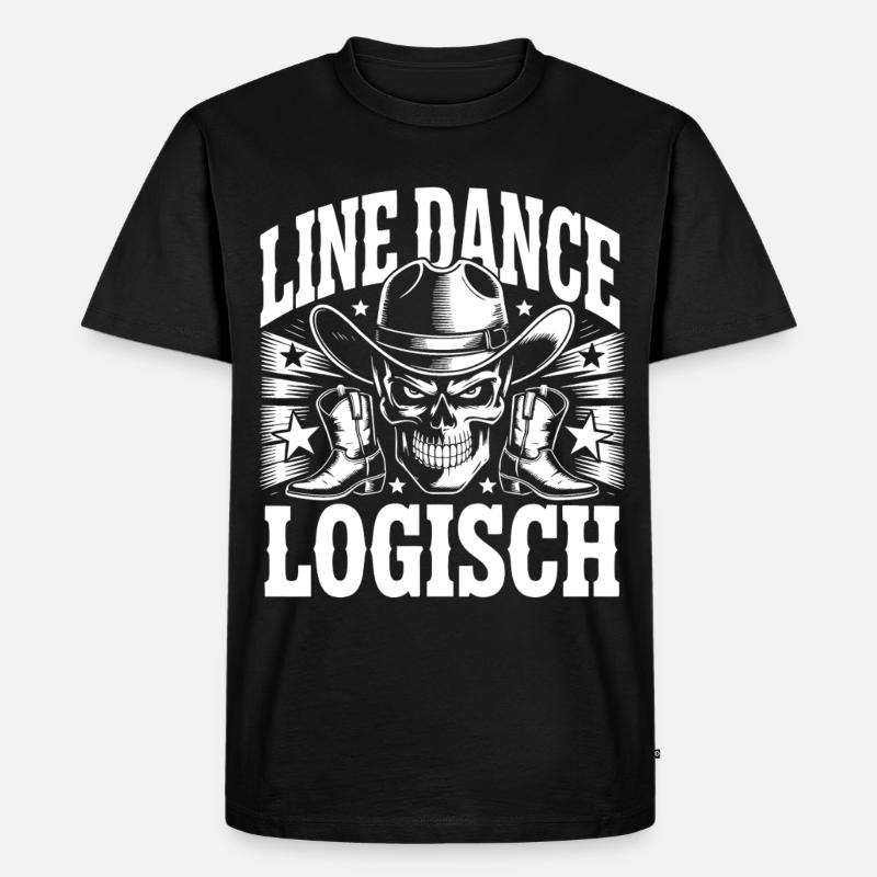 Line Dance Schädel Western Boots - Männer Premium Bio T-Shirt - Schwarz